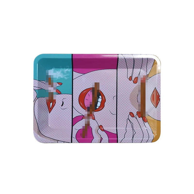Colorful Metal Rolling Tray Smoking  Accessories Container 180*125mm
