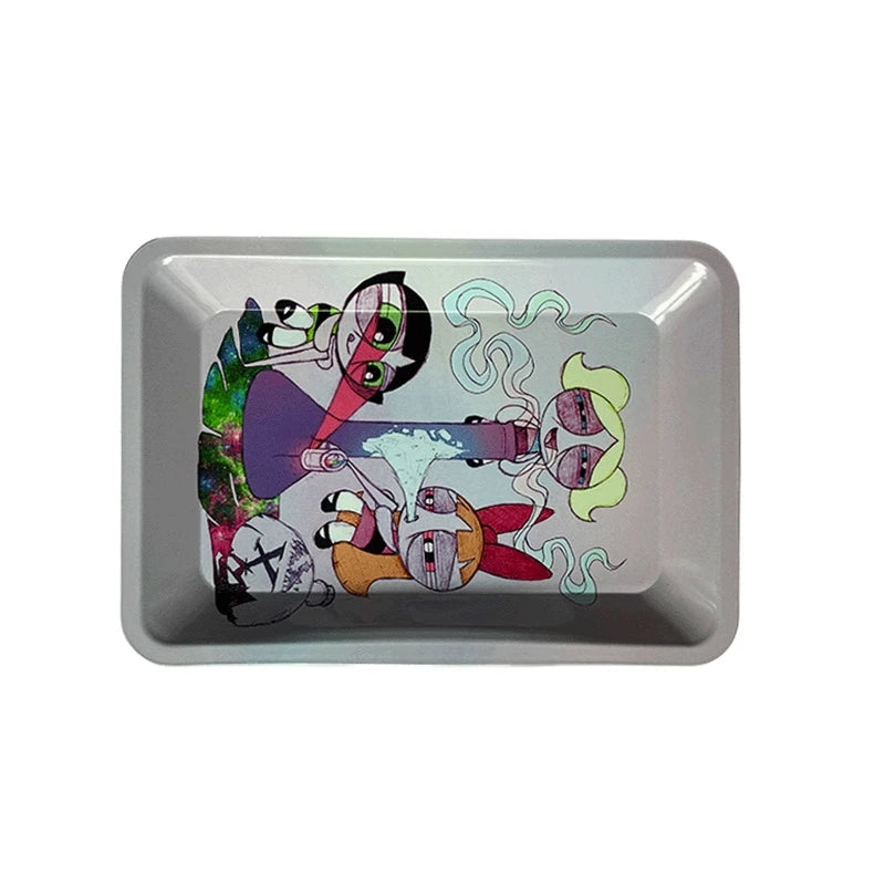 Colorful Metal Rolling Tray Smoking  Accessories Container 180*125mm