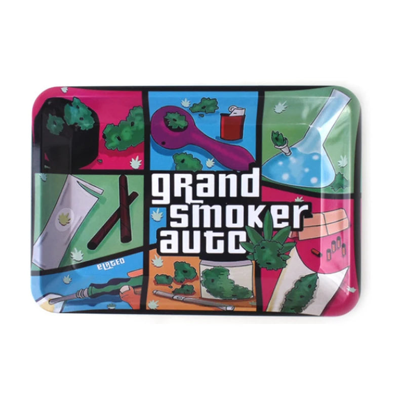 Colorful Metal Rolling Tray Smoking  Accessories Container 180*125mm