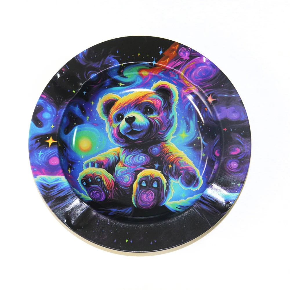 Cartoon Metal Rolling Tray - round Tobacco Herb Ashtray Creative Cigarette Holder Smoking Accessories
