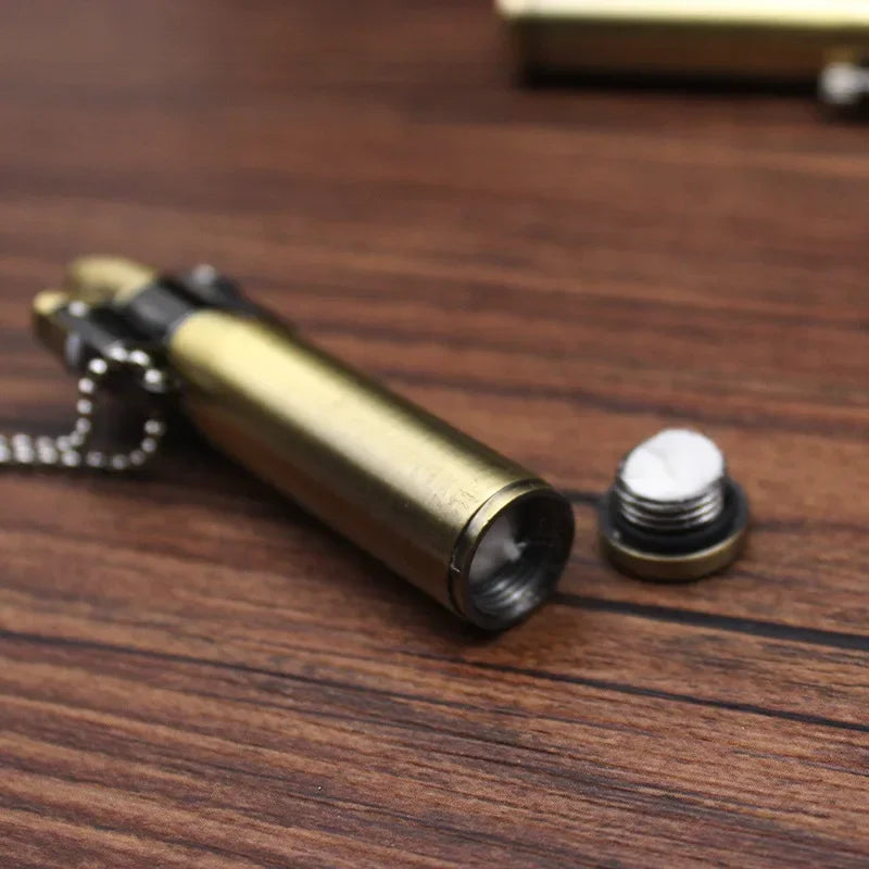 Retro Bullet Kerosene Lighter Metal Keychain Cigarette Smoking Accessories
